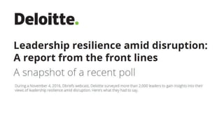 Leadership resilience amid disruption: A report from the front lines