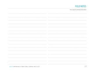 FIELD NOTES
This is space for individual observations

U N I C E F C O M P E N D I U M O F T R A N S I T I O N A L L E A R N I N G S PA C E S 2 0 1 3

27

 