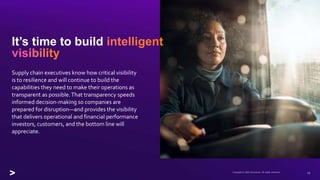 Supply chain executives know how critical visibility
is to resilience and will continue to build the
capabilities they nee...