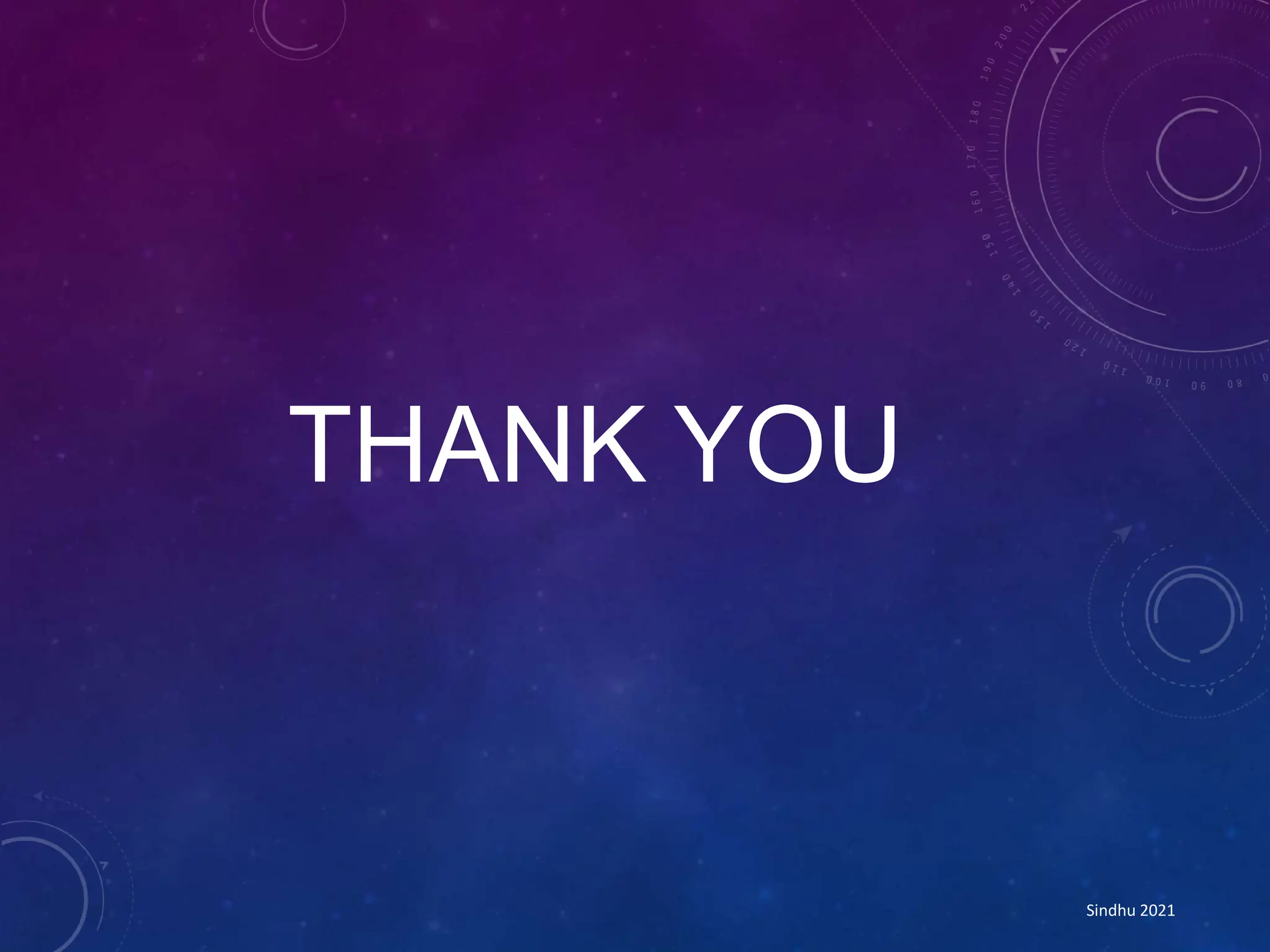THANK YOU
Sindhu 2021
 