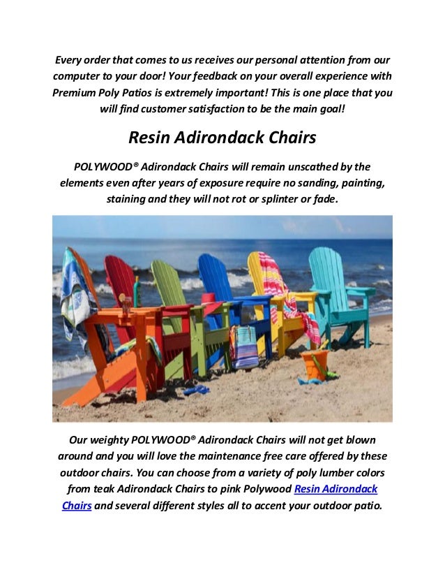 Premium Poly Patios Resin Adirondack Chairs