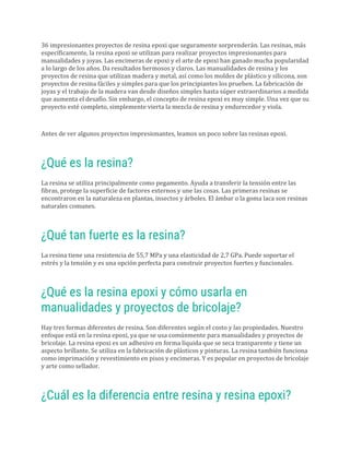 Cómo Elegir La Resina Epoxi para Manualidades, PDF, Epoxy