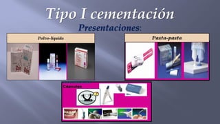 Tipo I cementación
Presentaciones:
Polvo-líquido
 