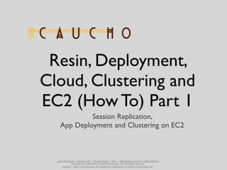 Resin, Deployment,
Cloud, Clustering and
EC2 (How To) Part 1
             Session Replication,
    App Deployment and Clustering on EC2



  Caucho Home | Contact Us | Caucho Blog | Wiki | Application Server / Web Server
            Copyright (c) 1998-2012 Caucho Technology, Inc. All rights reserved.
     caucho® , resin® and quercus® are registered trademarks of Caucho Technology, Inc.
 