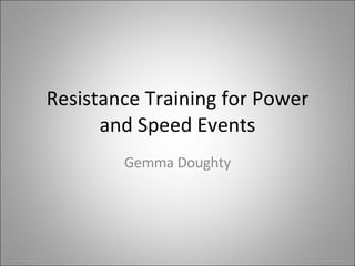 Resistance Training for Power and Speed Events Gemma Doughty 