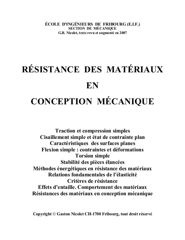 Resistancemateriaux Ecole De Fribourg