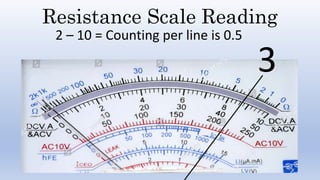 Resistance Scale Reading
2 – 10 = Counting per line is 0.5
3
 