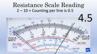 Resistance Scale Reading
2 – 10 = Counting per line is 0.5
4.5
 