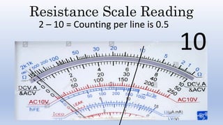 Resistance Scale Reading
2 – 10 = Counting per line is 0.5
10
 