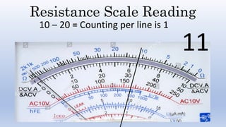 Resistance Scale Reading
10 – 20 = Counting per line is 1
11
 