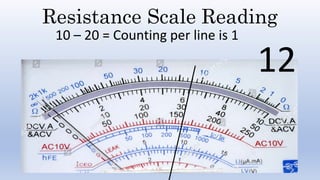 Resistance Scale Reading
10 – 20 = Counting per line is 1
12
 