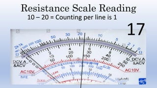 Resistance Scale Reading
10 – 20 = Counting per line is 1
17
 