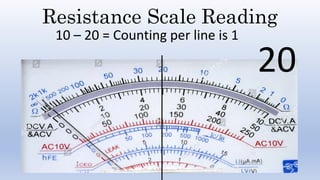 Resistance Scale Reading
10 – 20 = Counting per line is 1
20
 