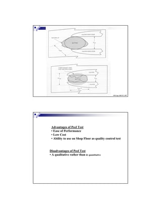 AWS Spec D8.9-97, 1997
Advantages of Peel Test
• Ease of Performance
• Low Cost
• Ability to use on Shop Floor as quality control test
Disadvantages of Peel Test
• A qualitative rather than a quantitative
 