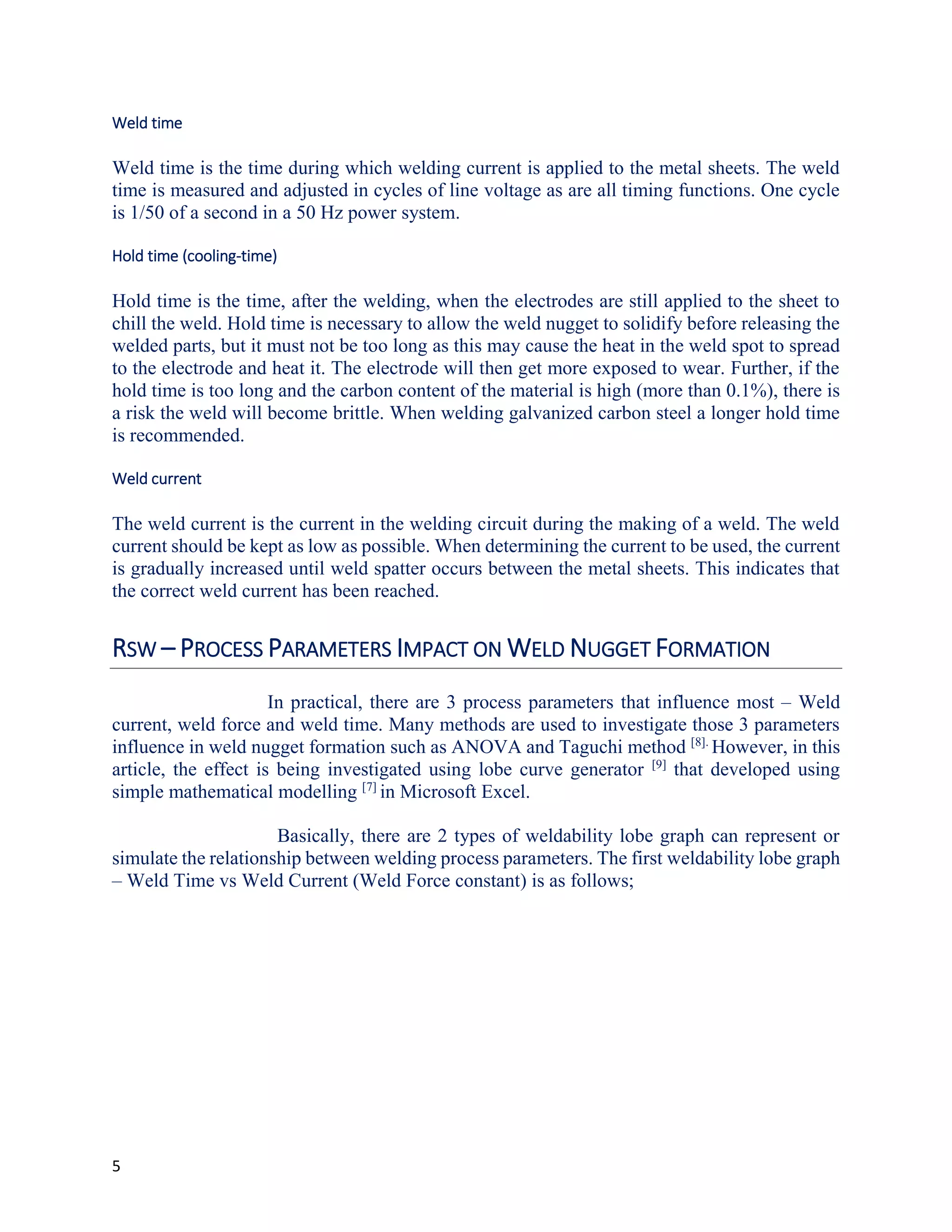 Resistance spot welding - impact of process parameters on weld nugget ...