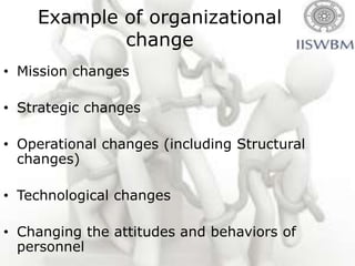 Example of organizational
            change
• Mission changes

• Strategic changes

• Operational changes (including Stru...