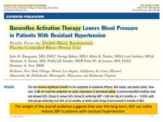 The weight of the overall evidence suggests that over the long-term, BAT can safely
reduce SBP in patients with resistant hypertension.
11/28/2020 65
 