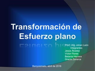 Prof.: Ing. Johan León
Integrantes
Jesús Álvarez
Víctor Flores
Betania Herrera
Gracia Zavarce
Barquisimeto, abril de 2016
 