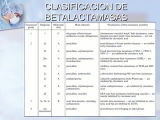 CLASIFICACION DE
BETALACTAMASAS
 