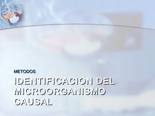 METODOS

IDENTIFICACION DEL
MICROORGANISMO
CAUSAL
 