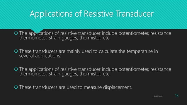 Resistive transducers and Strain Gauge | PPTX | Physics | Science