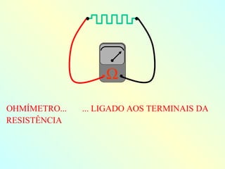 OHMÍMETRO... ... LIGADO AOS TERMINAIS DA RESISTÊNCIA  