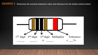 EXAMPLE 3. Determine the nominal resistance value and tolerance for the resistor shown below.
 