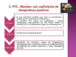 2. pTC. (Resistor con coeficiente de temperatura positivo)