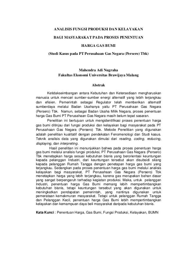 Analisis Fungsi Produksi Dan Kelayakan Bagi Masyarakat Pada Proses Pe