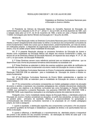Resolucao cne ceb_01_2000 eja | PDF