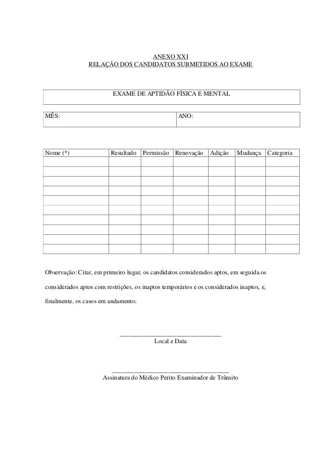Exame para cnh