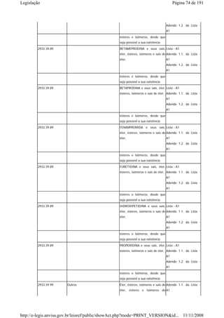 Legislação                                                                             Página 74 de 191



                                                                                  Adendo 1.2. da Lista -
                                                                                  A1
                                                 ésteres e isômeros, desde que
                                                 seja possível a sua existência
        2933.39.89                               BETAMEPRODINA e seus sais, Lista - A1
                                                 éter, ésteres, isômeros e sais de Adendo 1.1. da Lista -
                                                 éter,                            A1
                                                                                  Adendo 1.2. da Lista -
                                                                                  A1
                                                 ésteres e isômeros, desde que
                                                 seja possível a sua existência
        2933.39.89                               BETAPRODINA e seus sais, éter, Lista - A1
                                                 ésteres, isômeros e sais de éter, Adendo 1.1. da Lista -
                                                                                  A1
                                                                                  Adendo 1.2. da Lista -
                                                                                  A1
                                                 ésteres e isômeros, desde que
                                                 seja possível a sua existência
        2933.39.89                               FENAMPROMIDA e seus sais, Lista - A1
                                                 éter, ésteres, isômeros e sais de Adendo 1.1. da Lista -
                                                 éter,                            A1
                                                                                  Adendo 1.2. da Lista -
                                                                                  A1
                                                 ésteres e isômeros, desde que
                                                 seja possível a sua existência
        2933.39.89                               FURETIDINA e seus sais, éter, Lista - A1
                                                 ésteres, isômeros e sais de éter, Adendo 1.1. da Lista -
                                                                                  A1
                                                                                  Adendo 1.2. da Lista -
                                                                                  A1
                                                 ésteres e isômeros, desde que
                                                 seja possível a sua existência
        2933.39.89                               HIDROXIPETIDINA e seus sais, Lista - A1
                                                 éter, ésteres, isômeros e sais de Adendo 1.1. da Lista -
                                                 éter,                            A1
                                                                                  Adendo 1.2. da Lista -
                                                                                  A1
                                                 ésteres e isômeros, desde que
                                                 seja possível a sua existência
        2933.39.89                               PROPERIDINA e seus sais, éter, Lista - A1
                                                 ésteres, isômeros e sais de éter, Adendo 1.1. da Lista -
                                                                                  A1
                                                                                  Adendo 1.2. da Lista -
                                                                                  A1
                                                 ésteres e isômeros, desde que
                                                 seja possível a sua existência
        2933.39.99     Outros                    Éter, ésteres, isômeros e sais de Adendo 1.1. da Lista -
                                                 éter, ésteres e isômeros da A1




http://e-legis.anvisa.gov.br/leisref/public/showAct.php?mode=PRINT_VERSION&id... 11/11/2008
 