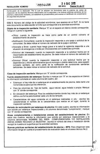 Resolución 4498 de 2012 adopción formularios piscinas