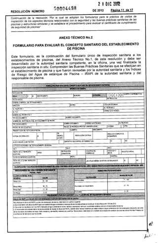Resolución 4498 de 2012 adopción formularios piscinas