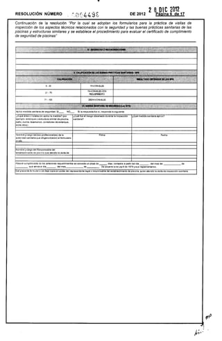 Resolución 4498 de 2012 adopción formularios piscinas