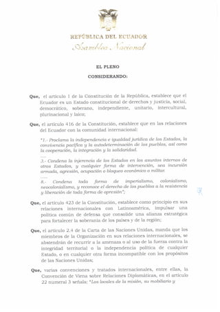 Resolución de apoyo al Presidente de Bolivia Evo Morales