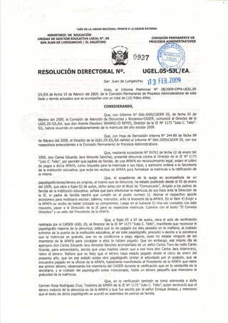 ResolucióN Directoral 0937   2009   Ugel 05