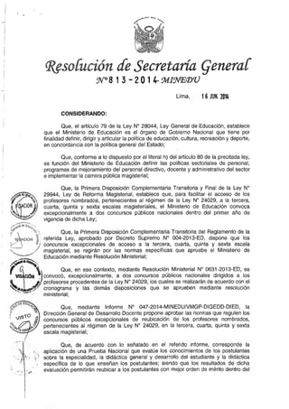 Resolución ministerial  n° 813  2014