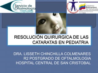 DRA. LISSETH CHINCHILLA COLMENARES
R2 POSTGRADO DE OFTALMOLOGIA
HOSPITAL CENTRAL DE SAN CRISTOBAL
 