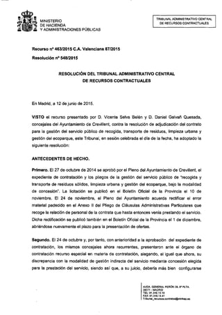 EUPV-ERPV Crevillent Resolució TACRC contracte FCC-Ajuntament Crevillent