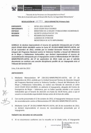 Resolución tribunal servir llamada de atención no es una sanción