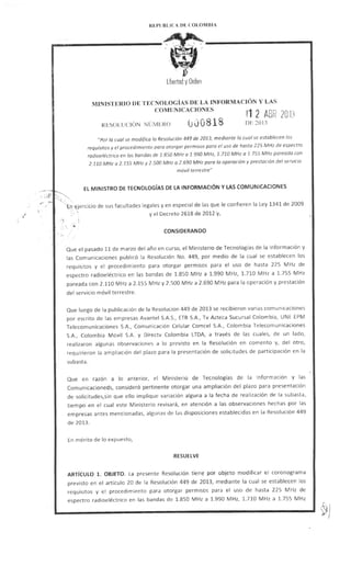 Resolucion 0818 Gobierno Colombia