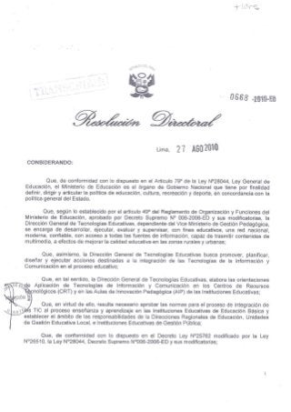 Directiva  N° 040-2010 DIGETE: NORMAS DE APLICACIÓN DE LAS TIC