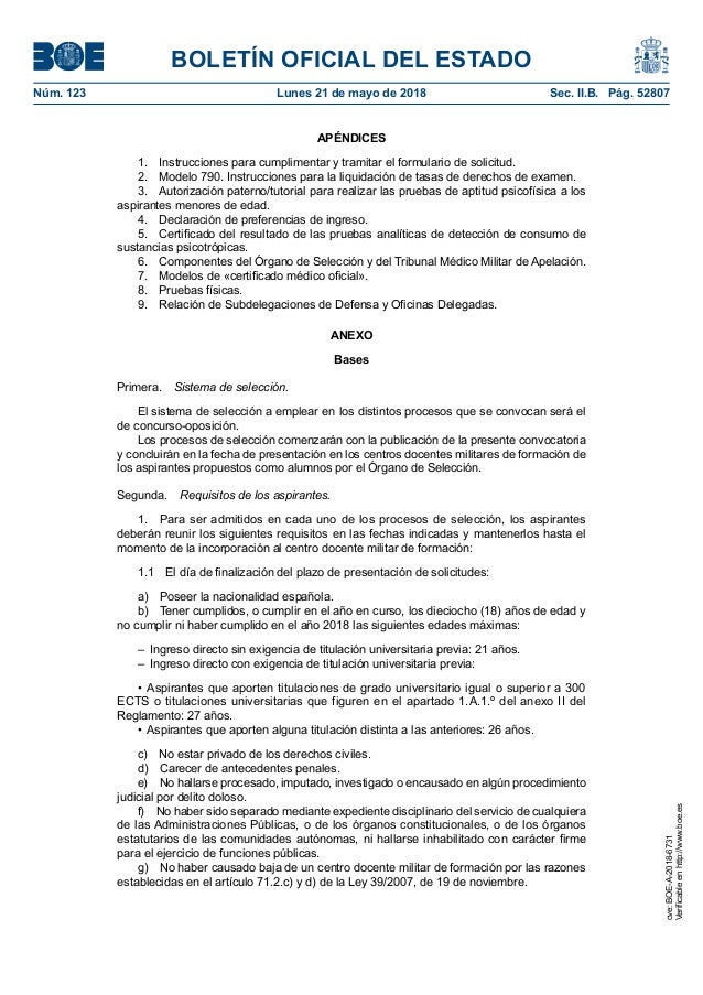 Resolucion 452 38117 2018 Boe A 2018 6731 Oficiales Ejercito