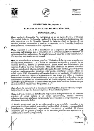 Resolución Nro 14/2013 de el Consejo Nacional de Aviación Civil