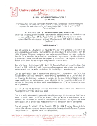 Resolucion 060 de 2013 convocatoria elección