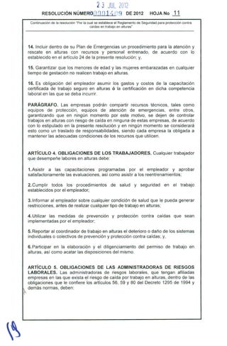 Resolucion 1409 de 2012