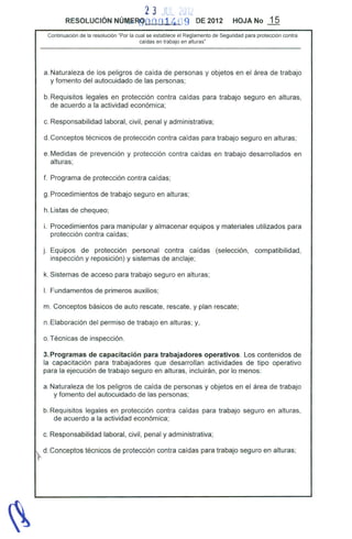 Resolucion 1409 de 2012