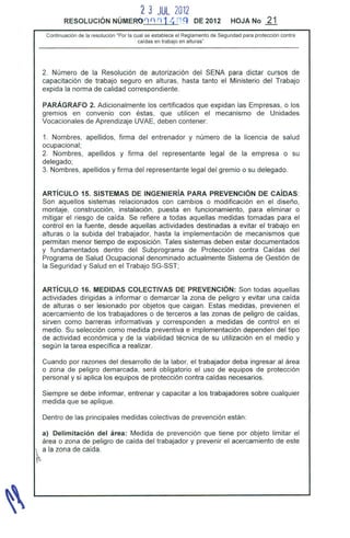 Resolucion 1409 de 2012