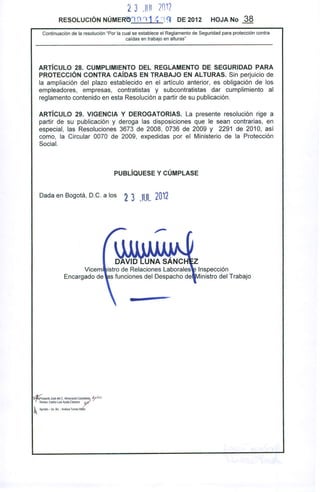 Resolucion 1409 de 2012